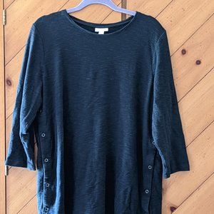 J.Jill Navy crew neck sweater, 3/4 sleeve, tunic